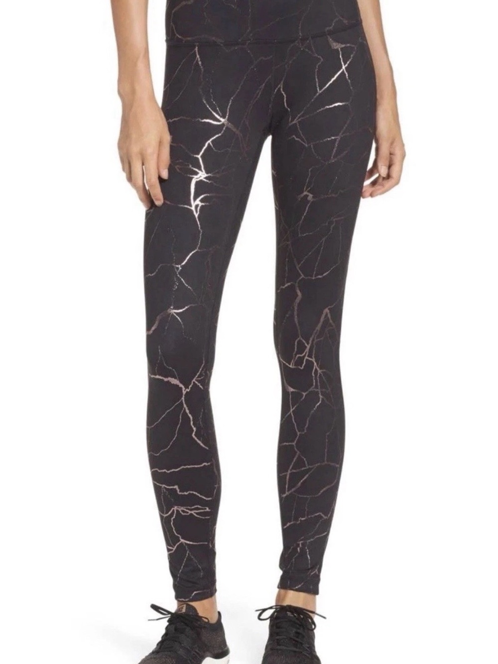 Zella Grey Leggings with Metallic Marble Vein Print